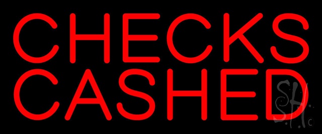 Sign Store N100-0035-clear Red Block Checks Cashed Clear Backing Neon Sign- 24 x 10 x 1 In.