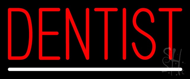 Sign Store N100-0047-clear Red Dentist White Line Clear Backing Neon Sign- 24 x 10 x 1 In -  The Sign Store