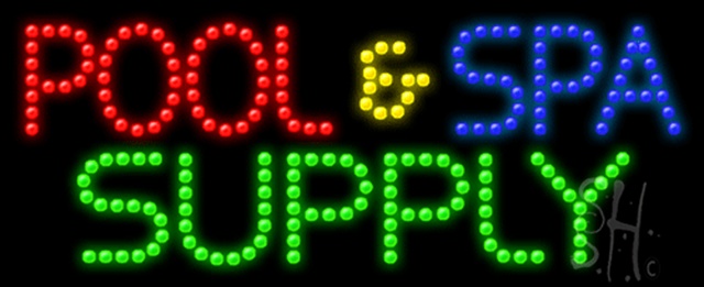 Everything Neon L100-0278 Pool and Spa Supply Animated LED Sign 11" Tall x 27" Wide x 1" Deep