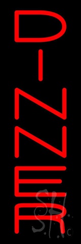 Everything Neon N100-5501 Vertical Red Dinner LED Neon Sign 24" Tall x 8" Wide