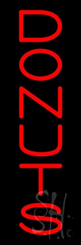 Sign Store N100-5502-clear Vertical Red Donuts Clear Backing Neon Sign- 8 x 24 x 1 In.