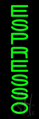 Vertical Green Espresso Clear Backing Neon Sign- 8 x 24 x 1 In.