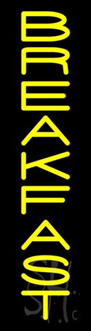 Sign Store N100-5664-clear Vertical Yellow Breakfast Clear Backing Neon Sign- 8 x 29 x 1 In.
