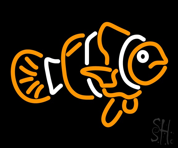 Sign Store N105-0239-clear Clown Fish Clear Backing Neon Sign- 18 x 15 x 1 In.