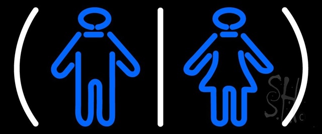 Restrooms Logo Clear Backing Neon Sign- 24 x 10 x 1 In.