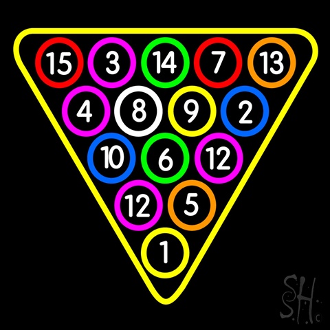 Sign Store N105-0135-clear Multi Colored Billiards Clear Backing Neon Sign- 24 x 24 x 1 In.