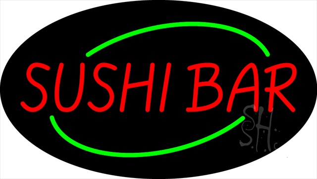Everything Neon N100-2094 Oval Sushi Bar Animated Neon Sign 17" Tall x 30" Wide x 3" Deep -  The Sign Store
