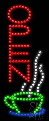 Everything Neon L100-0386 Open (cup vertical) Animated LED Sign 27" Tall x 11" Wide x 1" Deep