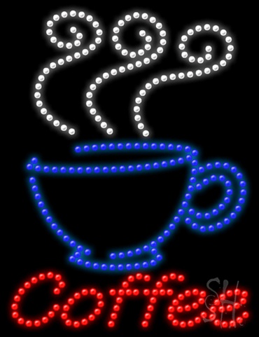 Everything Neon L100-0416 Coffee (vertical) Animated LED Sign 26" Tall x 20" Wide x 1" Deep