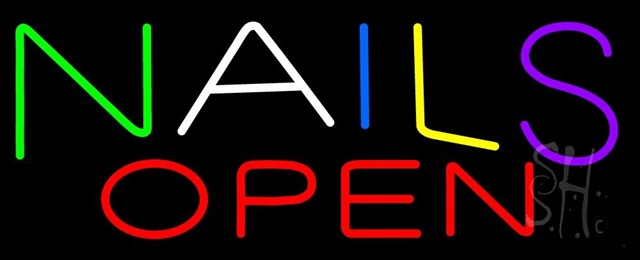 Everything Neon N100-1374 Multi Colored Nails Open Neon Sign 13" Tall x 32" Wide x 3" Deep