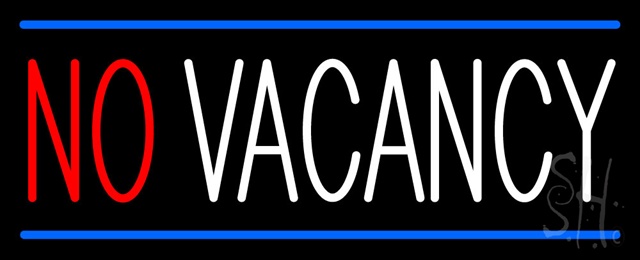 Everything Neon  Red No Vacancy White with Blue Lines Neon Sign 13" Tall x 32" Wide x 3" Deep