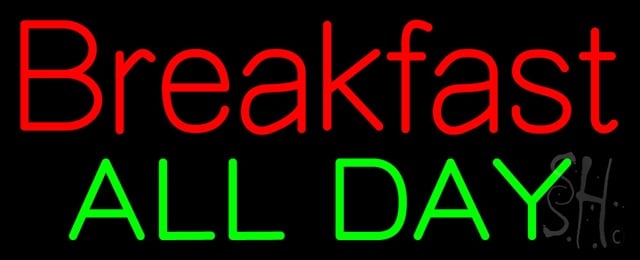 Everything Neon N105-0051 Breakfast All Day Neon Sign 13" Tall x 32" Wide x 3" Deep