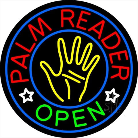 Sign Store N105-0203-clear Palm Reader Open Circle Clear Backing Neon Sign- 26 x 26 x 1 In.