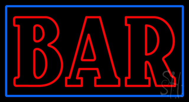 Sign Store N100-3125-clear Double Stroke Red Bar Blue Border Clear Backing Neon Sign- 37 x 20 x 1 In.