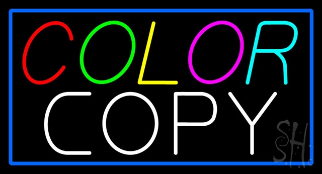 Sign Store N100-3139-clear Multi Colored Color Copy Blue Border Clear Backing Neon Sign- 37 x 20 x 1 In.