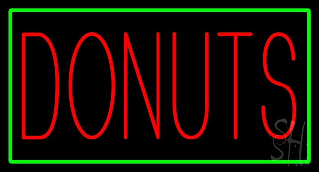 Everything Neon N100-3145 Red Donuts with Green Border LED Neon Sign 13 x 24 - inches -  The Sign Store