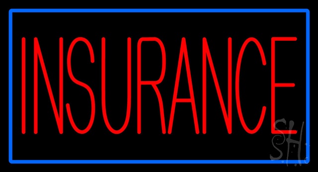 Sign Store N100-3159-clear Red Insurance With Blue Border Clear Backing Neon Sign- 37 x 20 x 1 In.