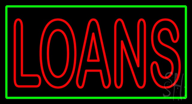 Sign Store N100-3164-clear Double Stroke Red Loans Green Border Clear Backing Neon Sign- 37 x 20 x 1 In.