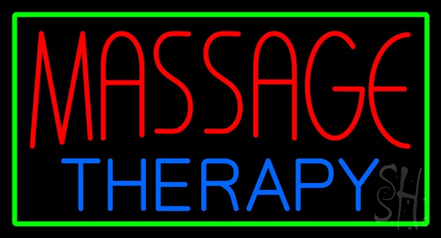 Sign Store N100-3168-clear Massage Threapy With Green Border Clear Backing Neon Sign- 37 x 20 x 1 In.
