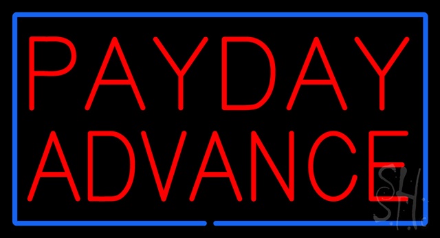 Sign Store N100-3181-clear Red Payday Advance Blue Border Clear Backing Neon Sign- 37 x 20 x 1 In.