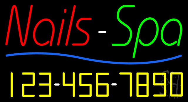 Sign Store N100-3209-clear Red Nails Spa With Phone Number Clear Backing Neon Sign- 37 x 20 x 1 In.