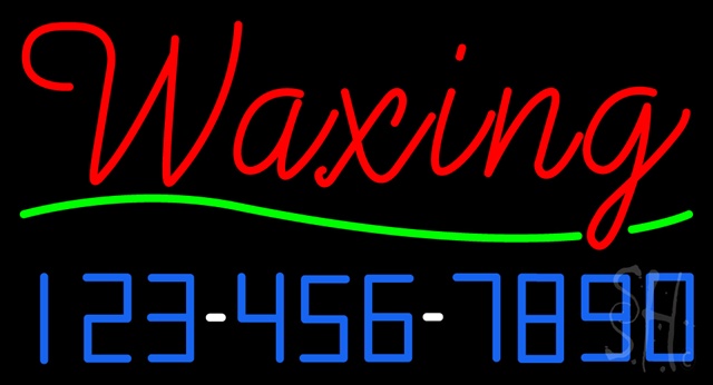 Sign Store N100-3214-clear Red Cursive Waxing With Phone Number Clear Backing Neon Sign- 37 x 20 x 1 In.