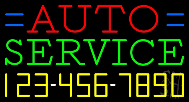 Sign Store N100-3242-clear Auto Service With Phone Number Clear Backing Neon Sign- 37 x 20 x 1 In.
