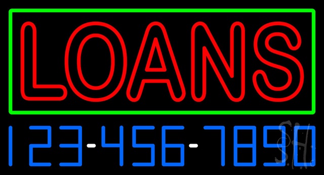Sign Store N100-3276-clear Double Stroke Red Loans With Phone Number Clear Backing Neon Sign- 37 x 20 x 1 In.