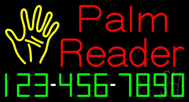 Sign Store N100-3288-clear Palm Reader With Phone Number Clear Backing Neon Sign- 37 x 20 x 1 In.