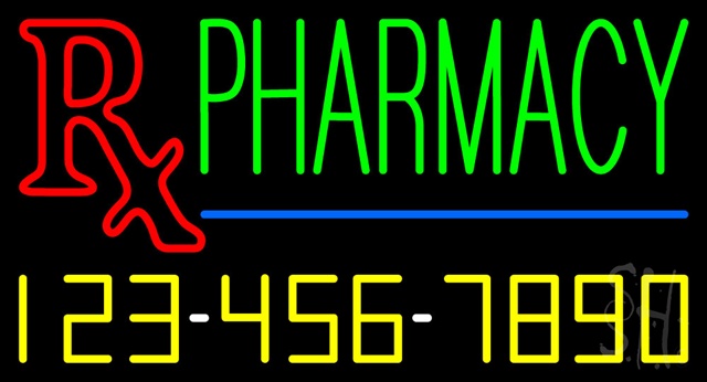 Everything Neon N100-3294 Pharmacy with Phone Number LED Neon Sign 13 x 24 - inches -  The Sign Store