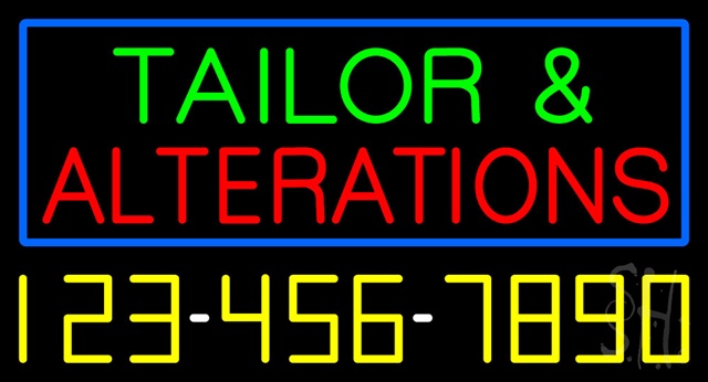Sign Store N100-3304-clear Tailor And Alterations With Phone Number Clear Backing Neon Sign- 37 x 20 x 1 In.