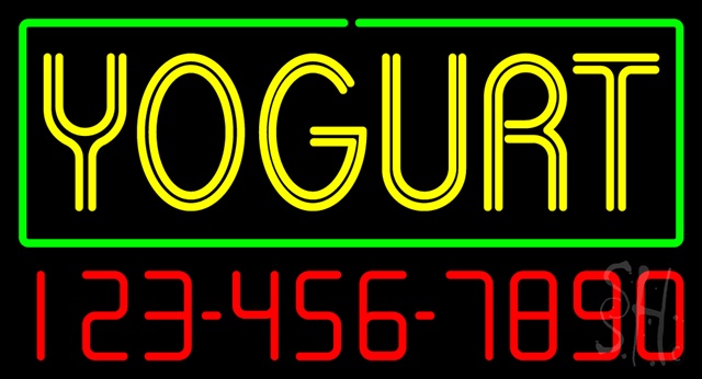 Sign Store N100-3318-clear Double Stroke Yogurt With Phone Number Clear Backing Neon Sign- 37 x 20 x 1 In.