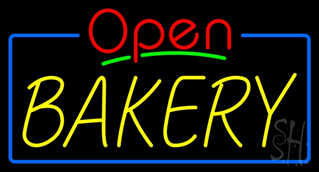 Sign Store N100-3337-clear Red Open Yellow Bakery Clear Backing Neon Sign- 37 x 20 x 1 In.