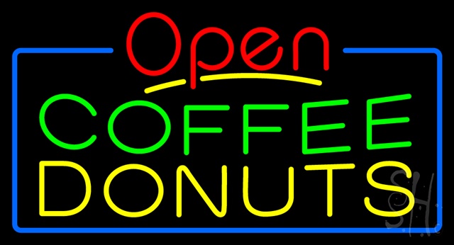 Sign Store N100-3346-clear Red Open Coffee Donuts Clear Backing Neon Sign- 37 x 20 x 1 In.