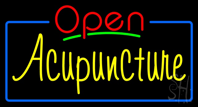 Sign Store N100-3364-clear Red Open Acupuncture Blue Border Clear Backing Neon Sign- 37 x 20 x 1 In.