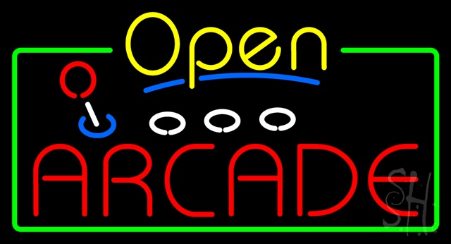 Sign Store N100-3370-clear Yellow Open Red Arcade Clear Backing Neon Sign- 37 x 20 x 1 In -  The Sign Store