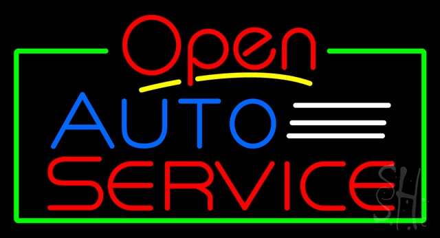 Sign Store N100-3376-clear Auto Service Open Clear Backing Neon Sign- 37 x 20 x 1 In.