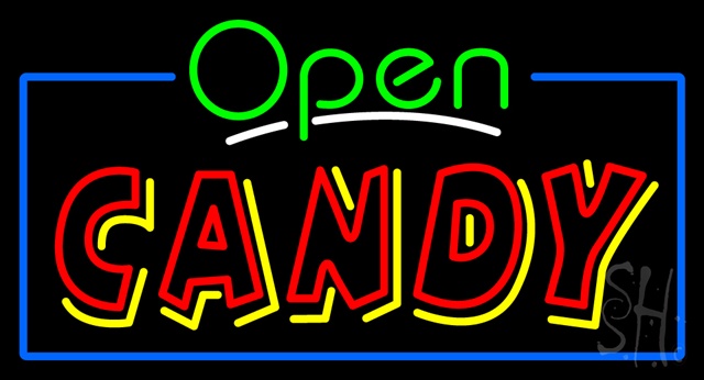 Sign Store N100-3397-clear Green Open Red And Yellow Candy Clear Backing Neon Sign- 37 x 20 x 1 In.