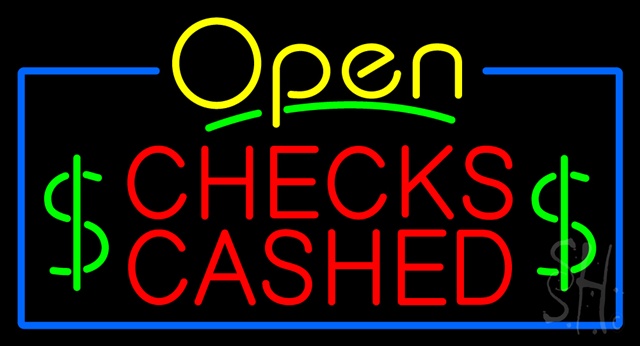 Sign Store N100-3404-clear Open Checks Cashed Clear Backing Neon Sign- 37 x 20 x 1 In.