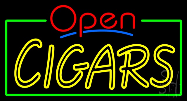 Sign Store N100-3406-clear Red Open Double Stroke Cigars Clear Backing Neon Sign- 37 x 20 x 1 In.