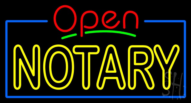 Sign Store N100-3462-clear Red Open Double Stroke Yellow Notary Clear Backing Neon Sign- 37 x 20 x 1 In.