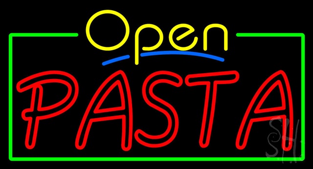 Sign Store N100-3468-clear Open Double Stroke Pasta Clear Backing Neon Sign- 37 x 20 x 1 In.