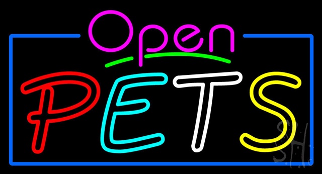 Sign Store N100-3473-clear Open Pets Clear Backing Neon Sign- 37 x 20 x 1 In.