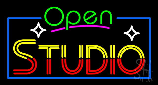 Sign Store N100-3494-clear Open Studio Clear Backing Neon Sign- 37 x 20 x 1 In.