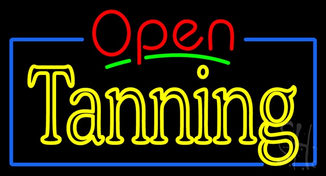 Sign Store N100-3502-clear Red Open Double Stroke Tanning Clear Backing Neon Sign- 37 x 20 x 1 In.