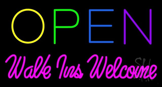Sign Store N100-3660-clear Multi Colored Open Walk Ins Welcome Clear Backing Neon Sign- 37 x 20 x 1 In.