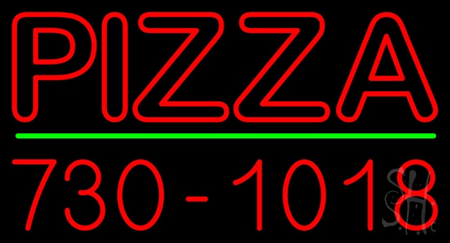 Sign Store N100-3664-clear Double Stroke Red Pizza With Phone Number Clear Backing Neon Sign- 37 x 20 x 1 In.