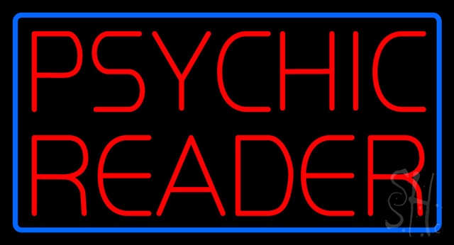 Sign Store N105-0170-clear Red Psychic Reader Blue Border Clear Backing Neon Sign- 37 x 20 x 1 In.
