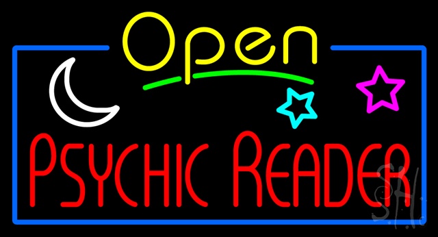 Sign Store N105-0262-clear Yellow Open Red Psychic Reader Clear Backing Neon Sign- 37 x 20 x 1 In.