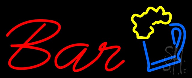 Sign Store N100-0889-clear Red Colored Bar W & Beer Mug Clear Backing Neon Sign- 32 x 13 x 1 In.